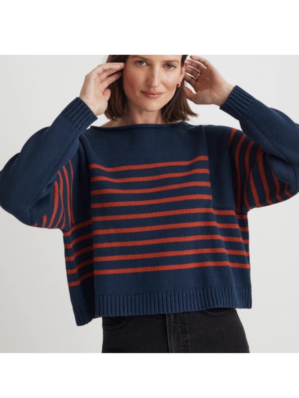 Madewell Cotton Oversized Crop Sweater XL